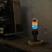 C.P.LIGHT Red Blue Glass Accent Lamp with Wooden Cube Base