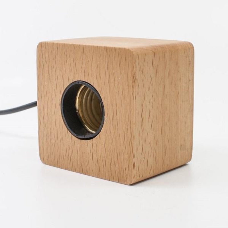 C.P.LIGHT Glass Accent Lamp with Wooden Cube Base
