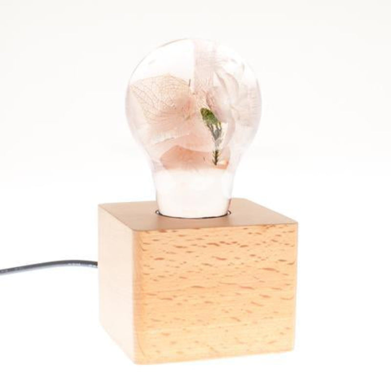 C.P.LIGHT Glass Accent Lamp with Wooden Cube Base