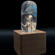 C.P.LIGHT Glass Accent Lamp with Wooden Cube Base