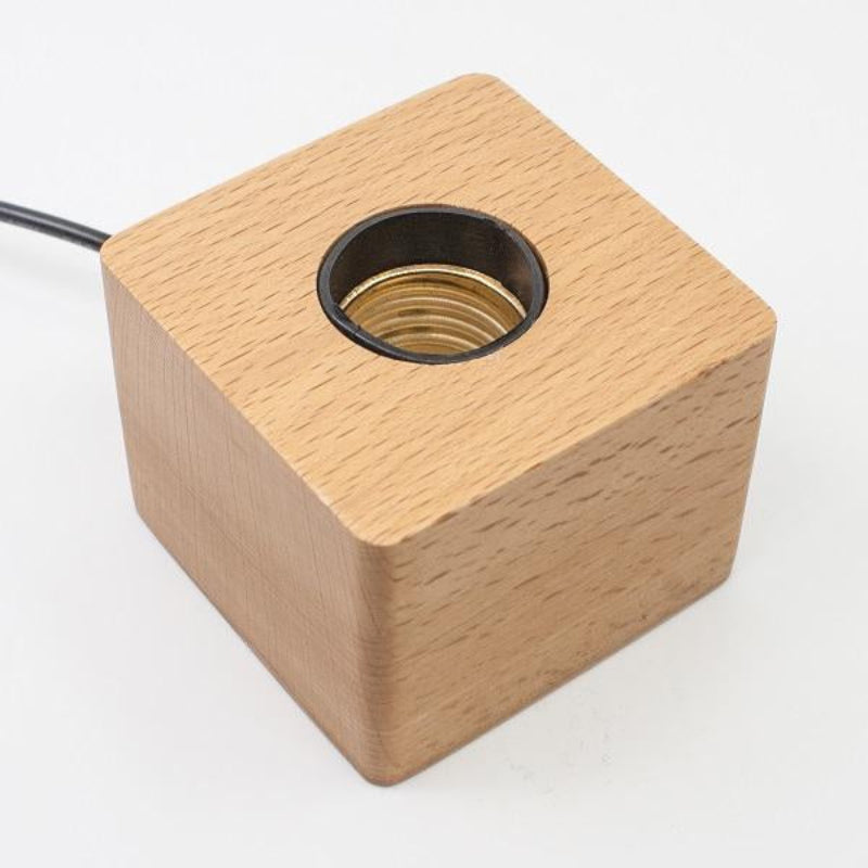 C.P.LIGHT Glass Accent Lamp with Wooden Cube Base