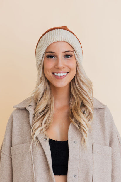 Two-Tone Knit Beanie