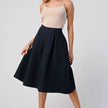 Women High Waist Flared Midi Skirt Elegant Casual Style