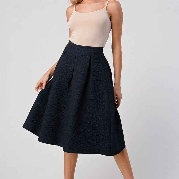 Women High Waist Flared Midi Skirt Elegant Casual Style