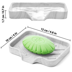 Marble Silicone Soap Dish Tray Self Draining Soap Holder