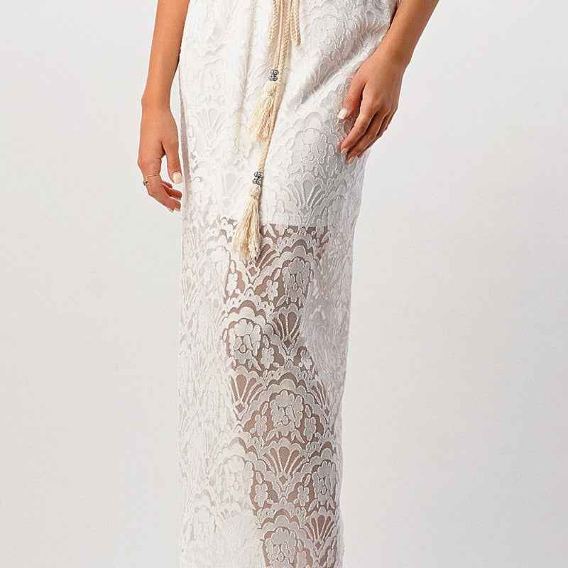 Women Lace Wide Leg Pants High Waist Elegant Style
