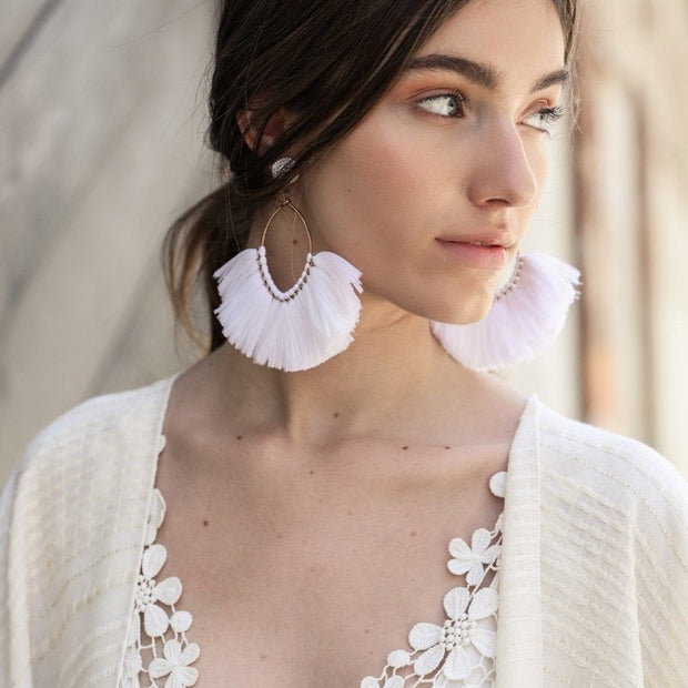 Pendientes con borlas de abanico