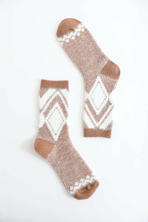 Diamond Pattern Mohair Socks