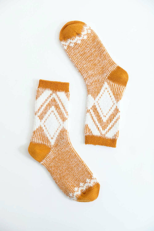 Diamond Pattern Mohair Socks