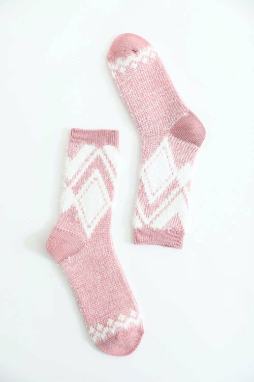 Diamond Pattern Mohair Socks