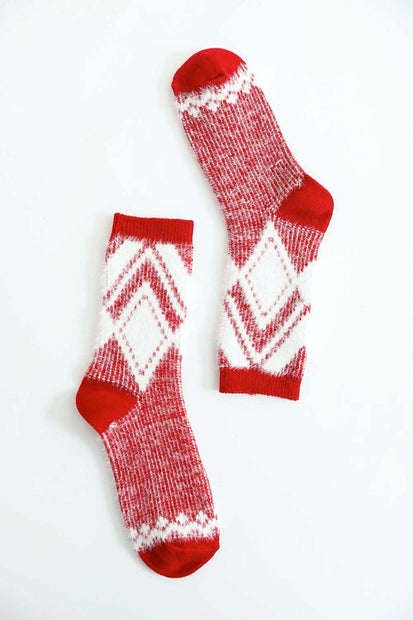 Diamond Pattern Mohair Socks