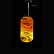 Yellow Orange Swirl Glass Decorative Lamp Bulb with Wooden and Metal Base