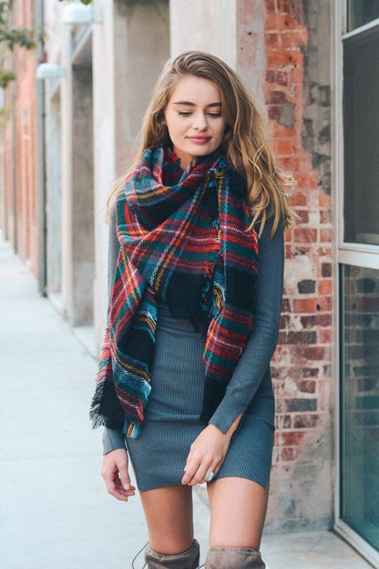Flannel Frayed Edge Blanket Scarfs.