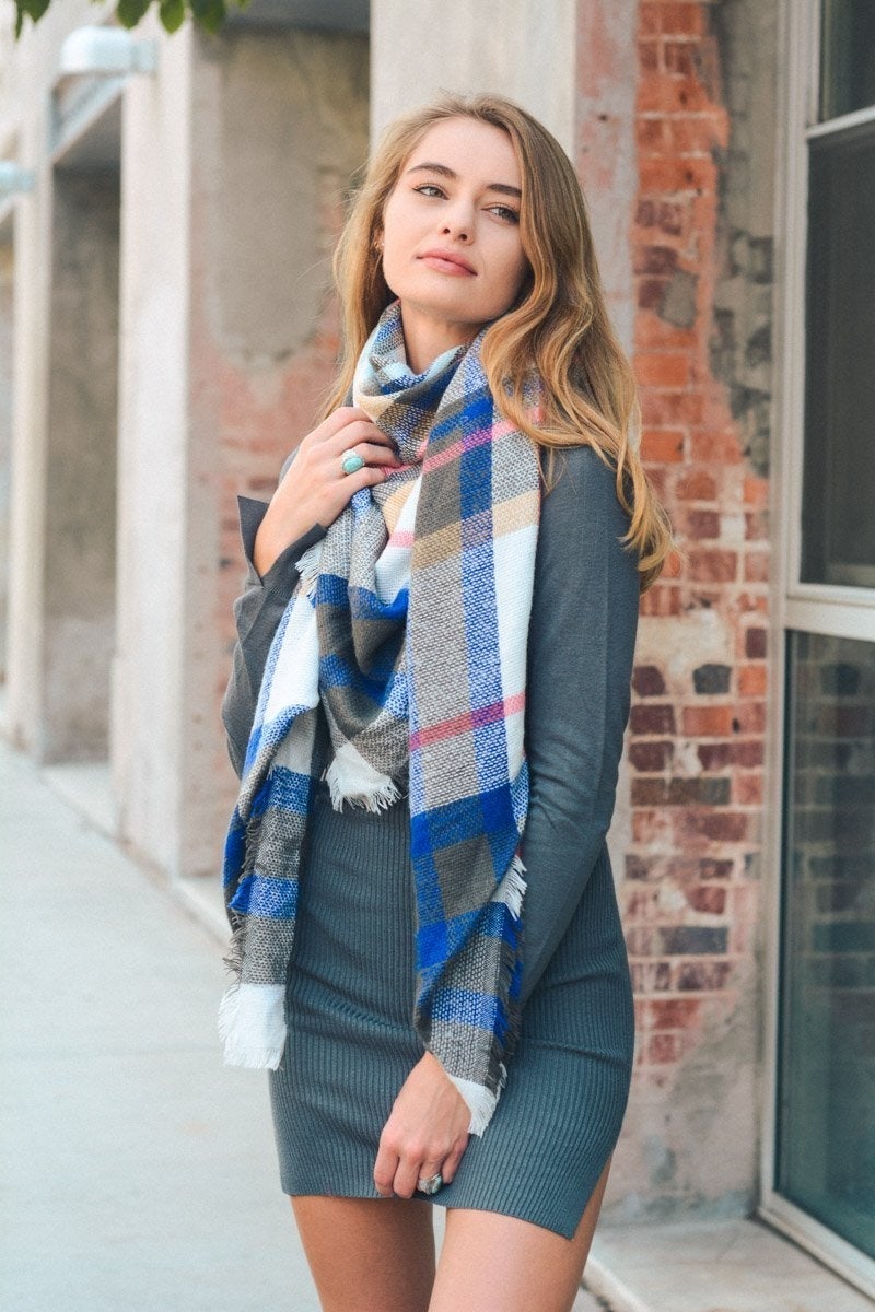 Flannel Frayed Edge Blanket Scarfs.