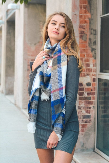 Flannel Frayed Edge Blanket Scarfs.