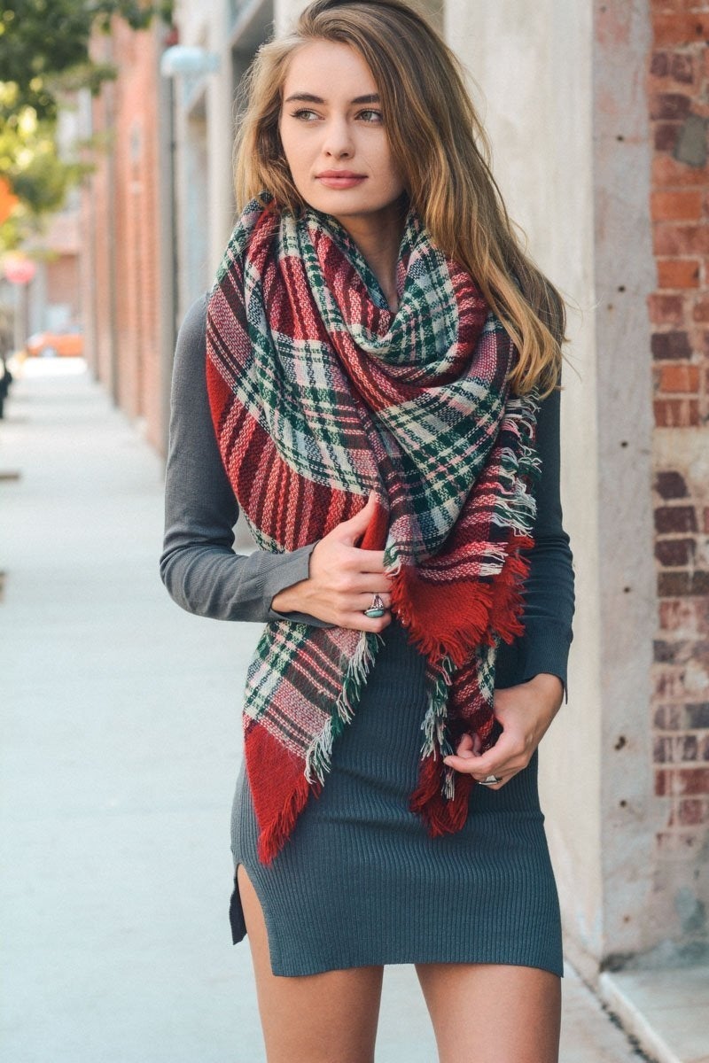 Flannel Frayed Edge Blanket Scarfs.