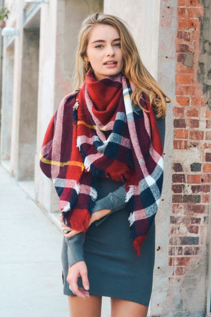 Flannel Frayed Edge Blanket Scarfs.