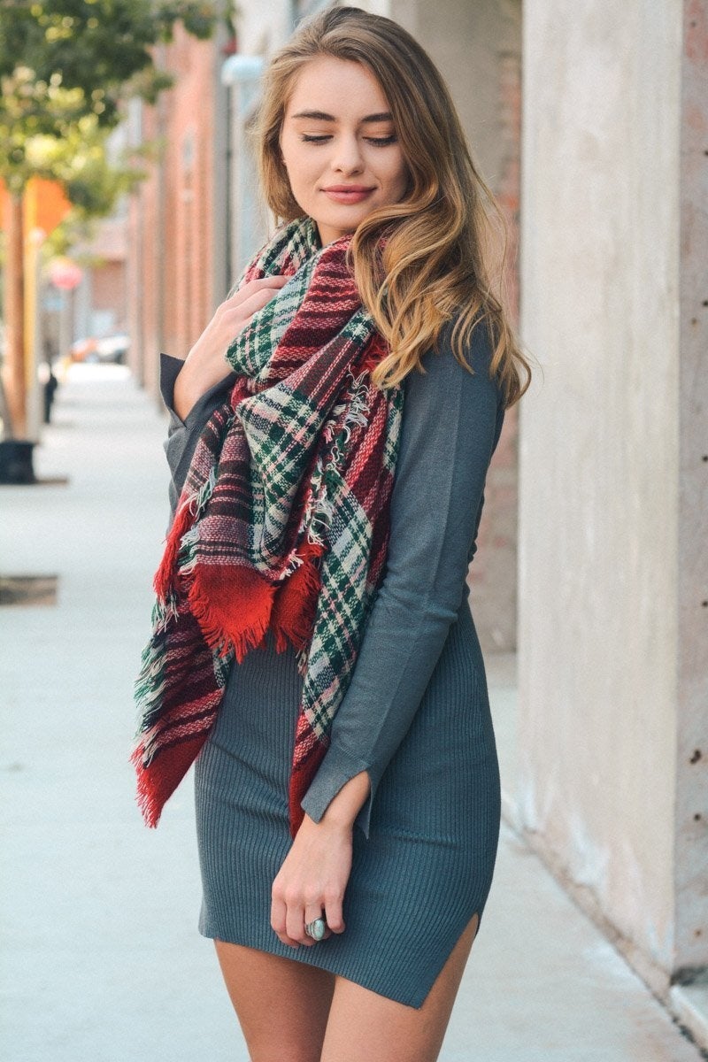 Flannel Frayed Edge Blanket Scarfs.