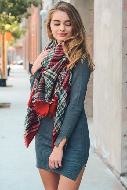 Flannel Frayed Edge Blanket Scarfs.
