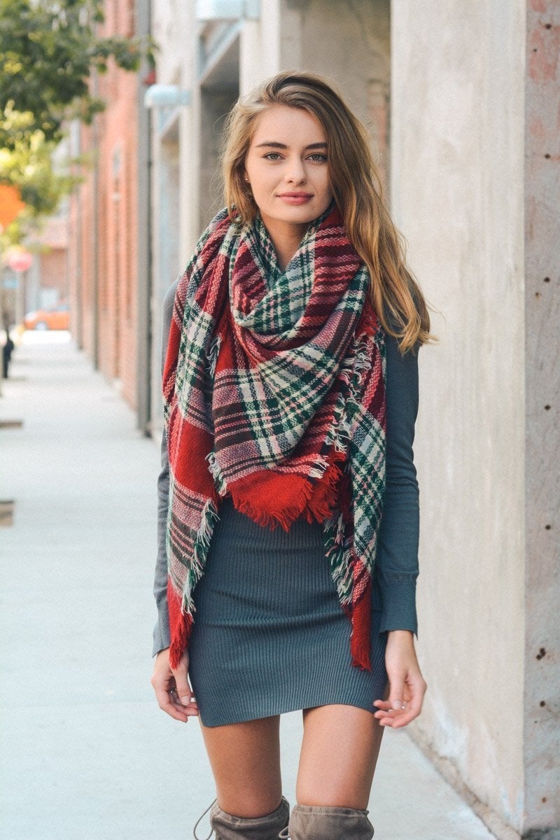 Flannel Frayed Edge Blanket Scarfs.