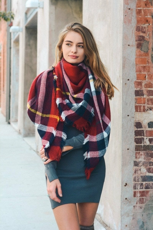 Flannel Frayed Edge Blanket Scarfs.