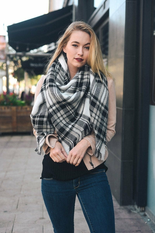 Flannel Frayed Edge Blanket Scarfs.