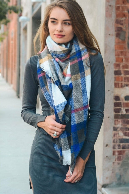 Flannel Frayed Edge Blanket Scarfs.