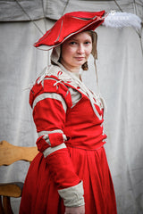 Manches Landsknecht Rayures Flora Rouge/Naturel