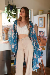 Floral Butterfly Sleeve Kimono