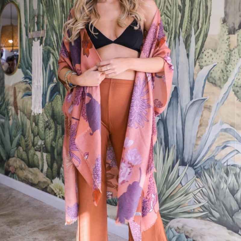 Floral Motif Kimono Cardigan - Elegant & Versatile