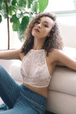 Embroidered Lace High-Neck Bralette