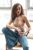 Embroidered Lace High-Neck Bralette