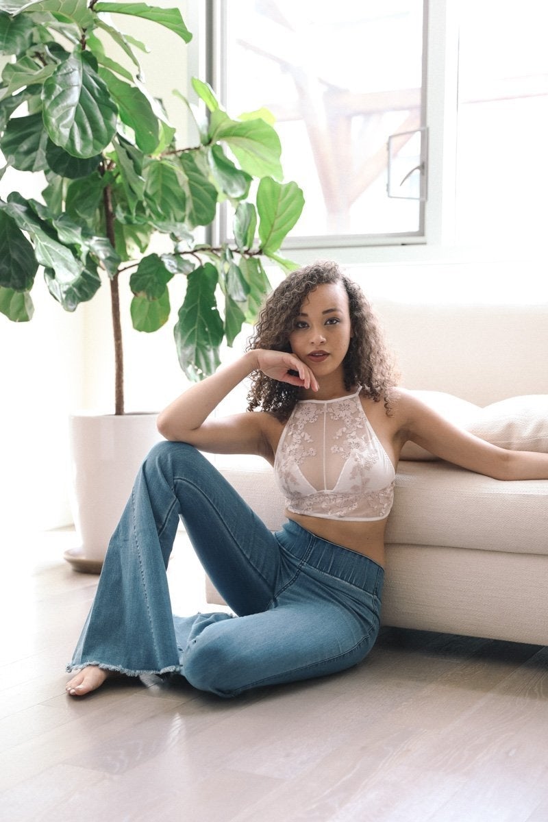 Lace Floral Embroidered High Neck Bralettes.