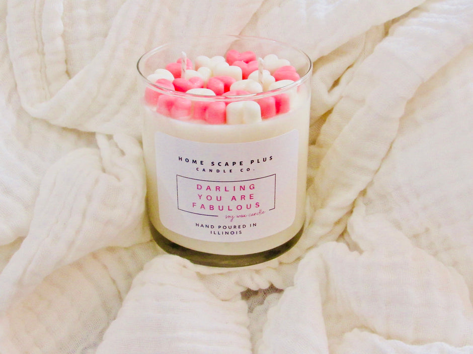 Vela de cera de soja con corazones