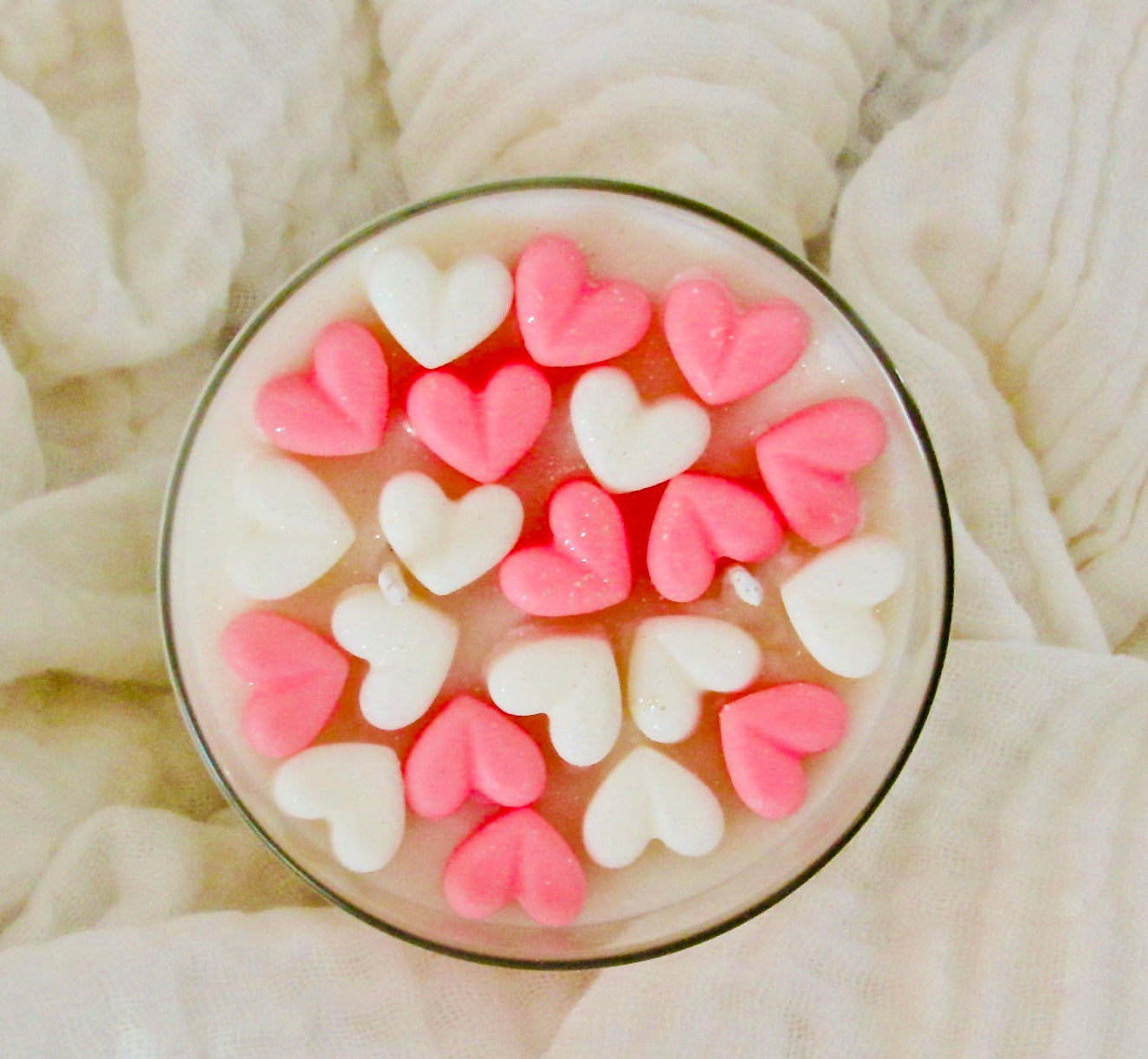 Vela de cera de soja con corazones