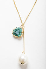 Gem and Pearl Pendant Necklace