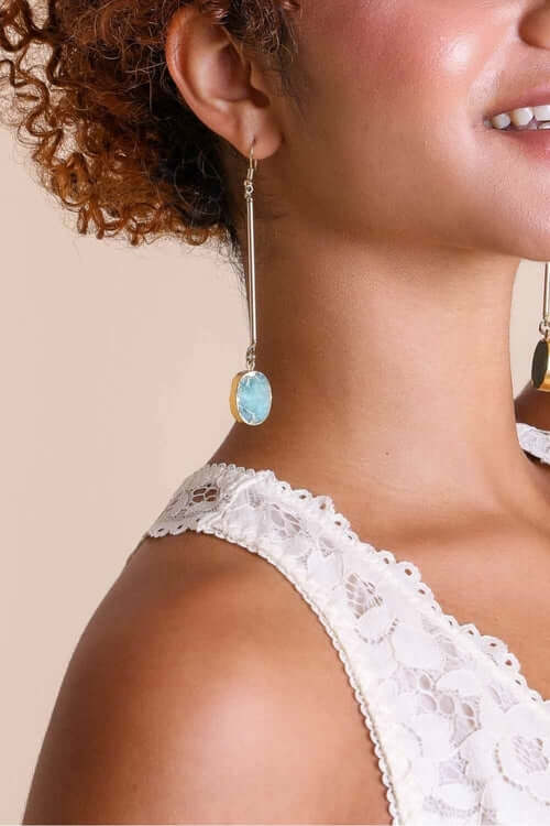 Boucles d'oreilles pendantes en pierres précieuses