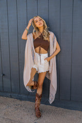 Geometric Embroidered Sleeveless Kimono