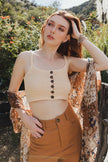 Tops Brami con botones de punto ondulado, tallas XS/SM/L.