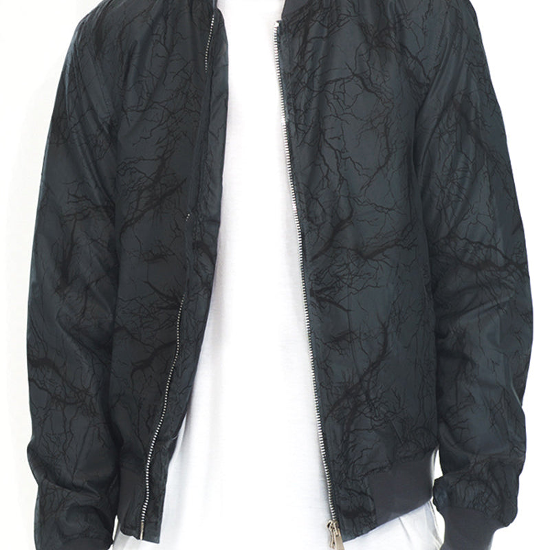 Men’s Black Marble Print Bomber Jacket