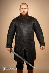 Chainmail Hauberk Flatring Riveted 9mm Burnished