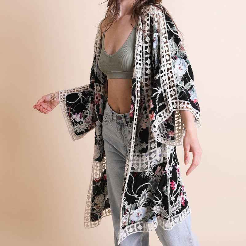 Heriloom Embroidered Kimono – Leto Collection – Elegant Floral Design