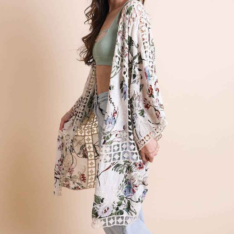 Heriloom Embroidered Kimono – Leto Collection – Elegant Floral Design