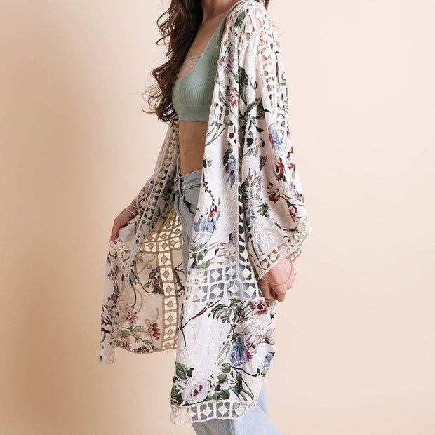 Heriloom Embroidered Kimono – Leto Collection – Elegant Floral Design