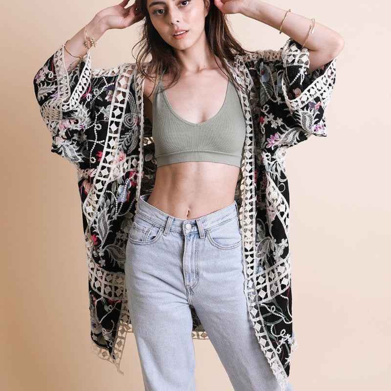 Heriloom Embroidered Kimono – Leto Collection – Elegant Floral Design