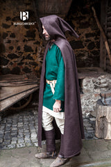 Wool Hooded Cloak Hibernus Brown