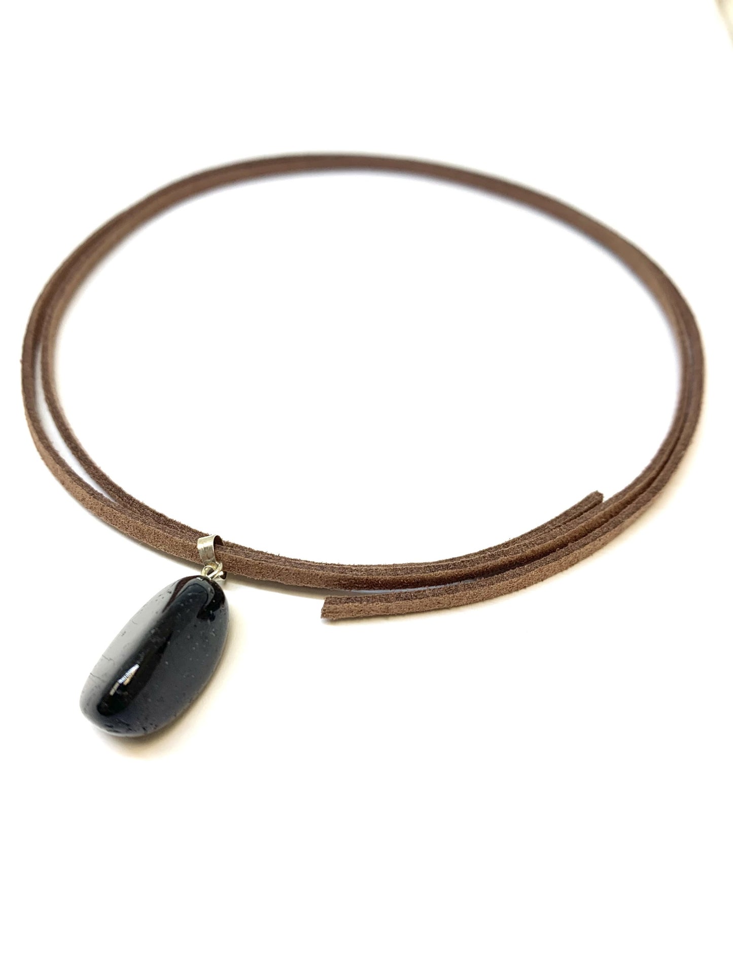 Black Tourmaline Tumbled Pendant Necklaces.