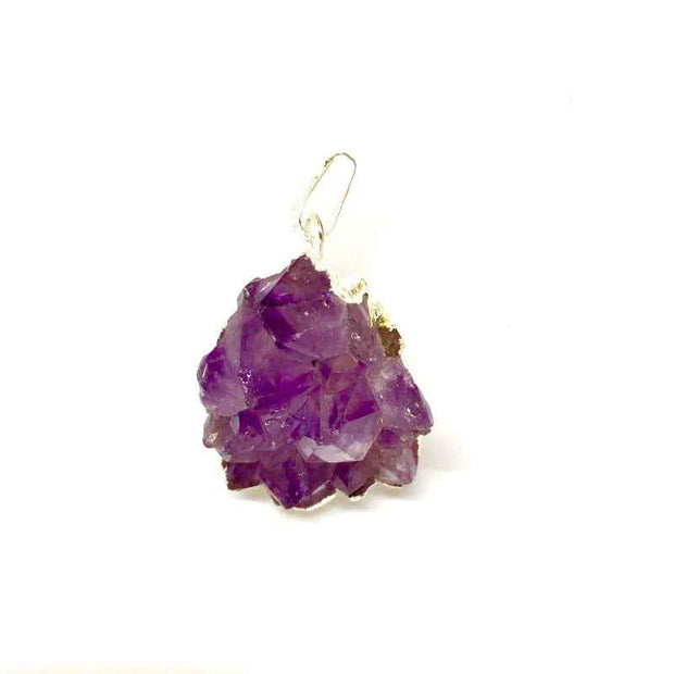 Purple Raw Crystal Pendant Necklace Gold Chain