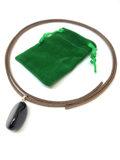 Black Tourmaline Tumbled Pendant Necklaces.