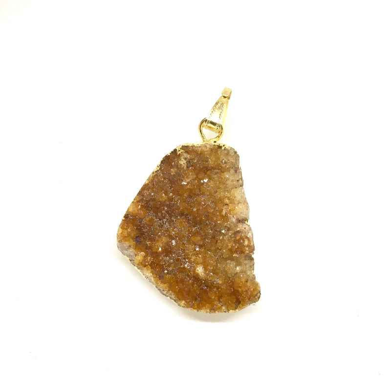 Natural stone pendant necklace gold chain Irregular crystal design